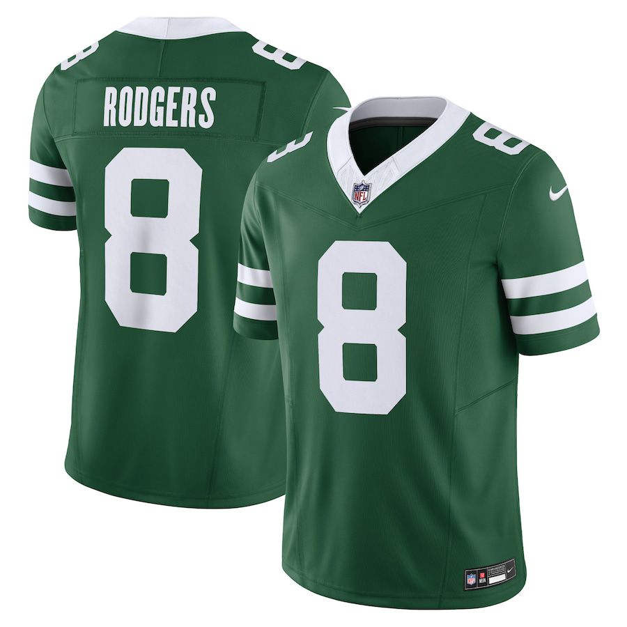 Men New York Jets #8 Aaron Rodgers Nike Legacy Green Vapor F.U.S.E. Limited NFL Jersey->->NFL Jersey